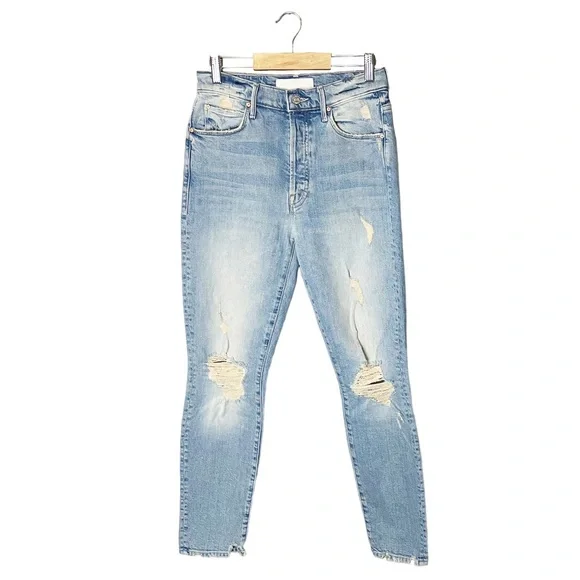 Mother Superior The Super Stunner Ankle Distressed Skinny Jeans Say Amen Again